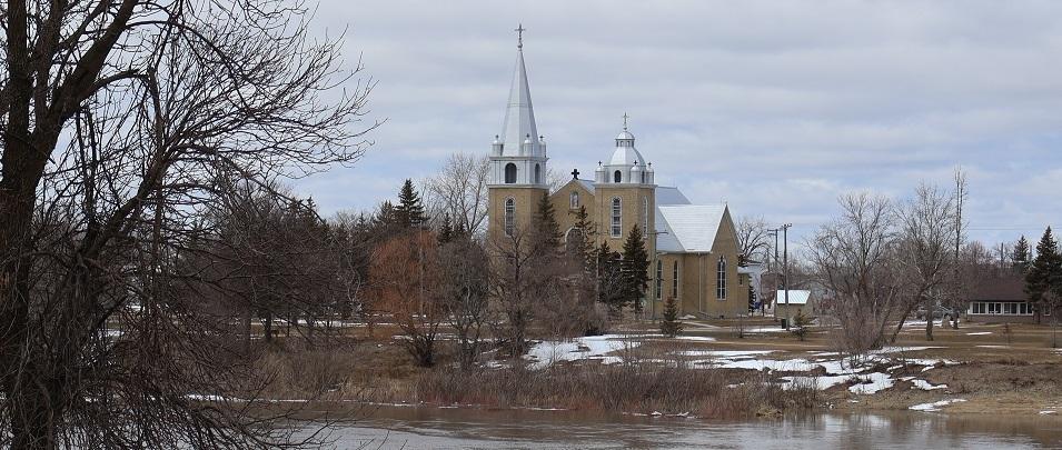 View across the Red River of the parish in Ste. Agathe.