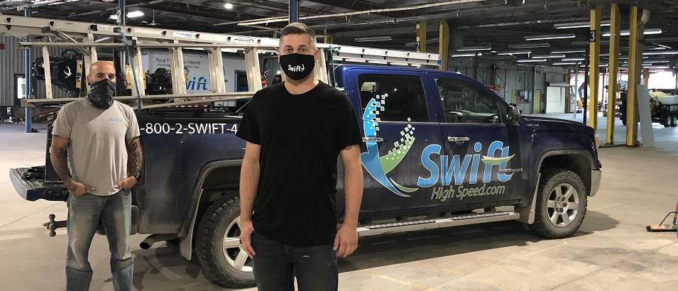 Evan Schroeder of Swift High Speed at their new office/warehouse space in Steinbach.