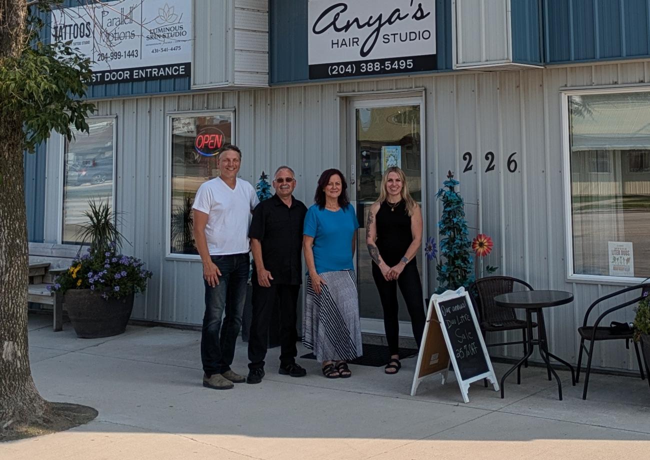 Ray Dowse, Martin and Ann Sawatzky (Anya’s Hair Studio), and Carrie Baldwin (Parallel Motions Massage).