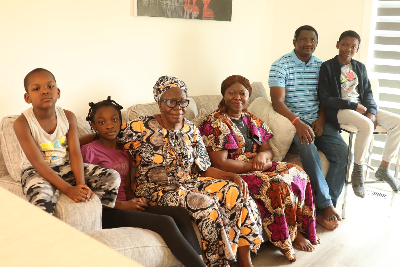 The Okubule family, including their visiting grandma.