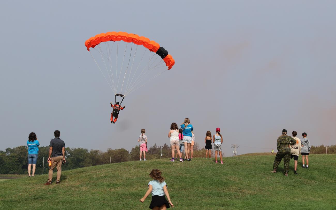 The RCAF carried out an elaborate response drill over the skies of Hespeler Park.