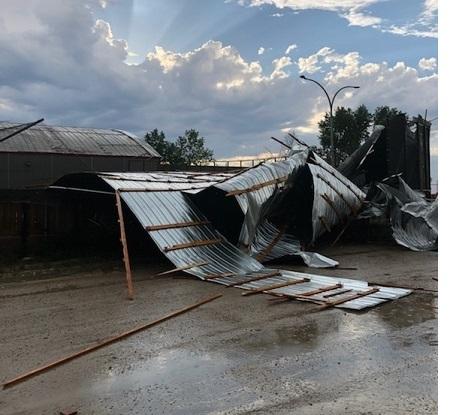 At approximately 7:50 p.m. on June 5, a large thunderstorm passed over the Niverville area, causing major damage to the Niverville Centennial Arena.