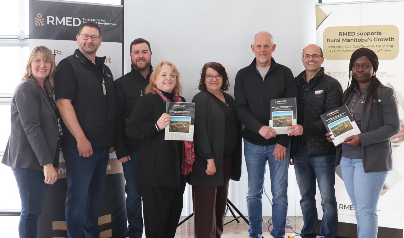 Representatives of RDEM meet with Sean Crew and Joel Lemoine in Ste. Agathe.