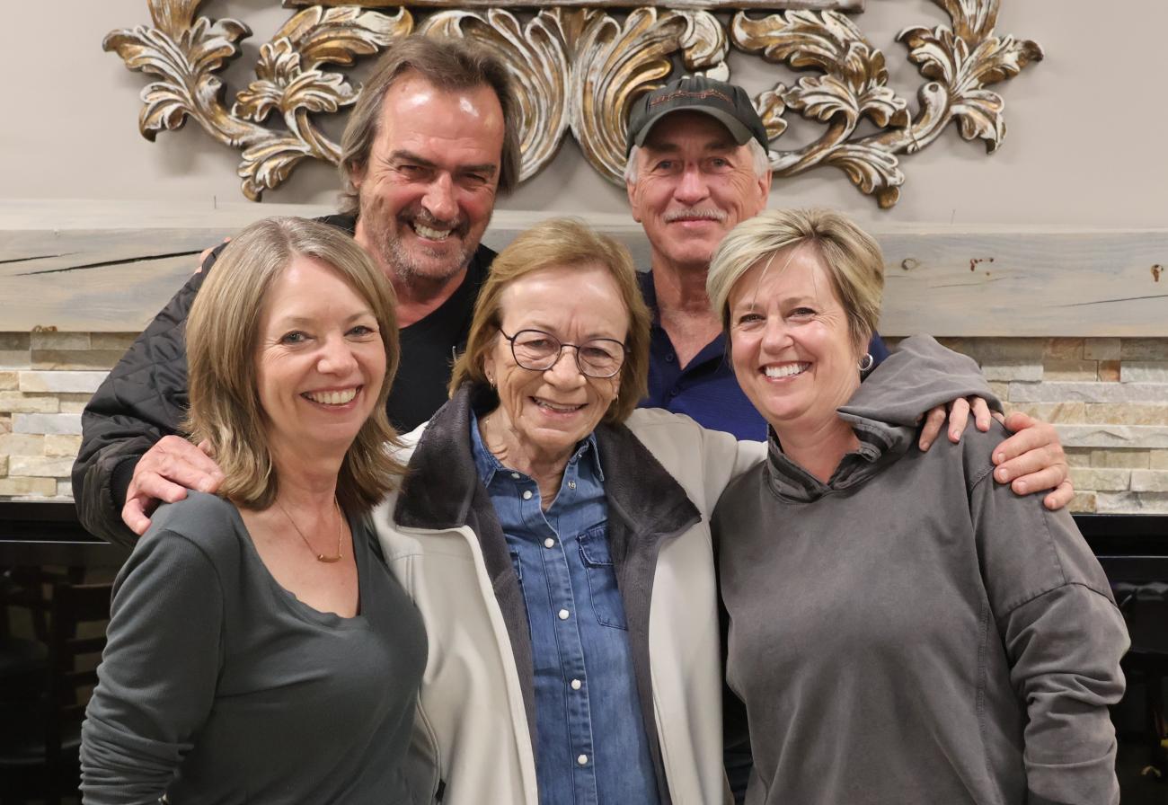 Members of the original fair committee reunite: Brenda Sawatzky, Russell Hicks, Elaine Krahn, Jeff Stott, and Heather Fast.