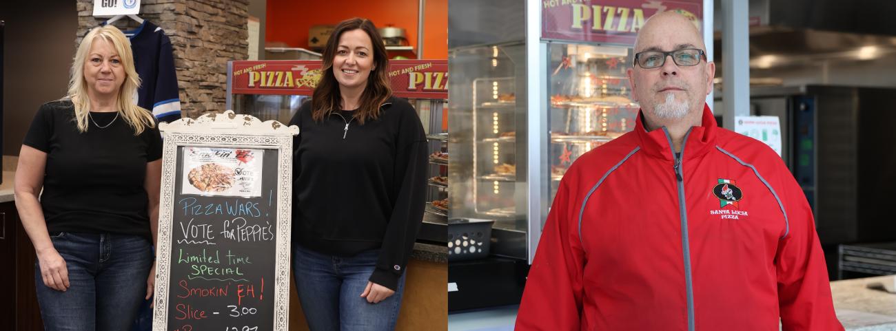 Rose Friesen and daughter Shana of Papa Peppie's Pizza, and Dean Delorme of Santa Lucia Niverville.